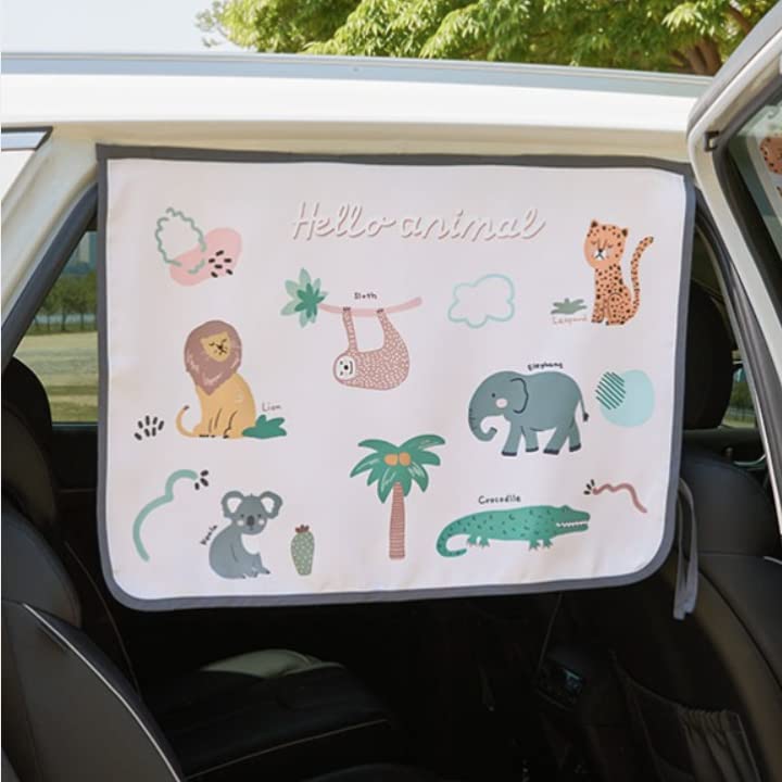 BEBEDECO Magnet Car Sun Shade Curtain for Side Window for Baby Kids Children - Sunshade Protector Sun Blocker Blind (Animal Friends) - Image 2